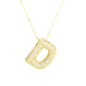 Golden Dainty Bubble Letter 26 A-Z Letter Necklace